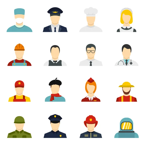 Professions icons set in flat style — Stock Vector