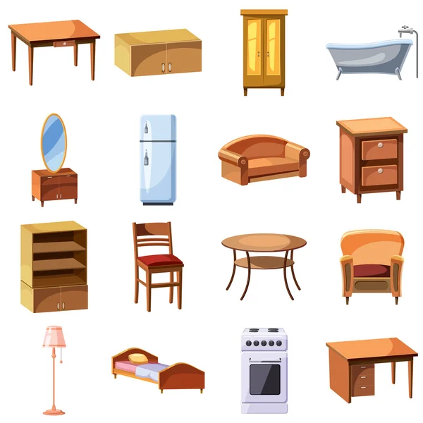 Furniture and household appliances icons set — Stock Vector