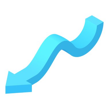 Kavisli mavi ok simgesi, karikatür tarzı