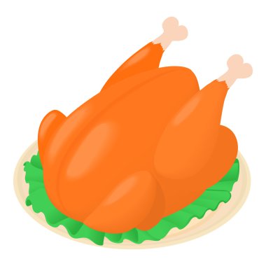 Kızarmış tavuk ikonu, çizgi film tarzı.