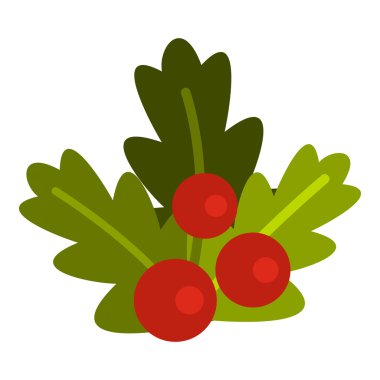 Noel çilek simgesi, düz stil