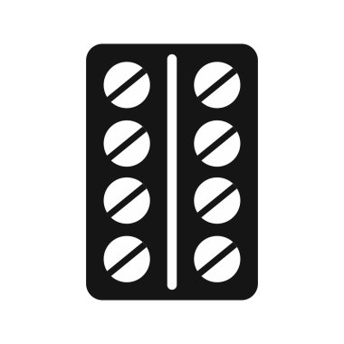 Bir blister kutu simgesi, basit tarzı yuvarlak hap