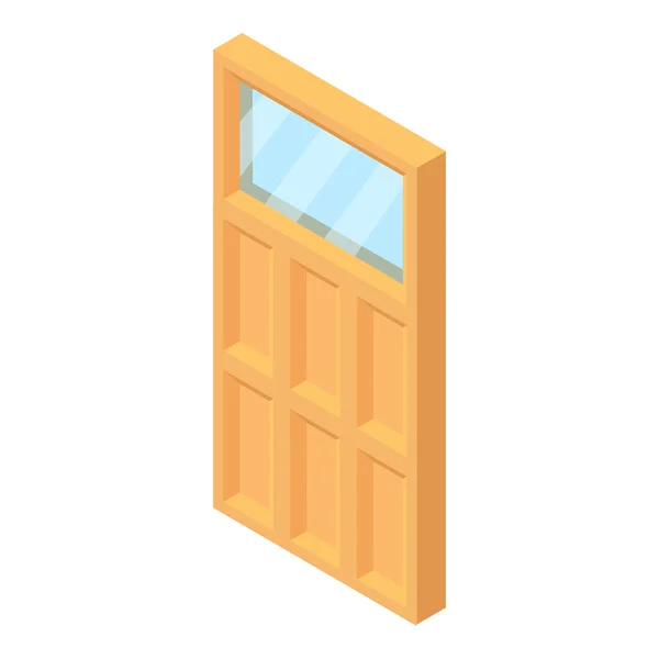 Puerta de madera con icono de vidrio, estilo de dibujos animados — Vector de stock