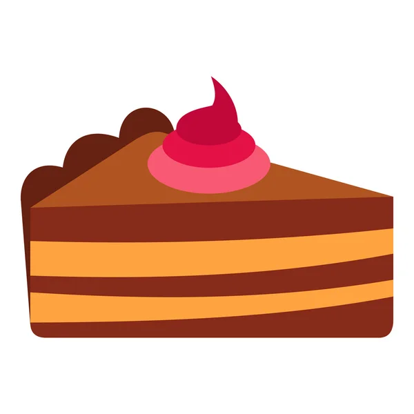 Кусочек торта с иконой крема, плоский стиль — стоковый вектор