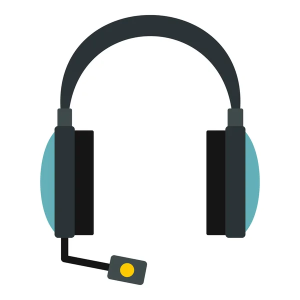 Sluchátka s mikrofonem ikonou, ploché styl — Stockový vektor