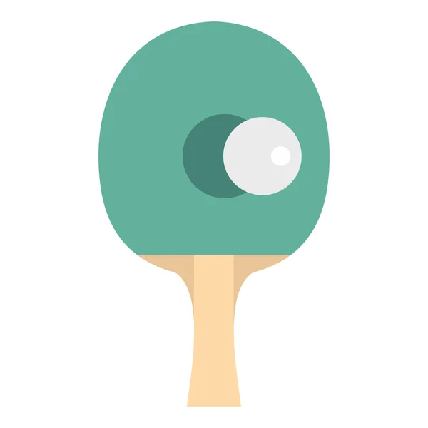 Raquete de tênis de mesa com ícone de bola, estilo plano — Vetor de Stock