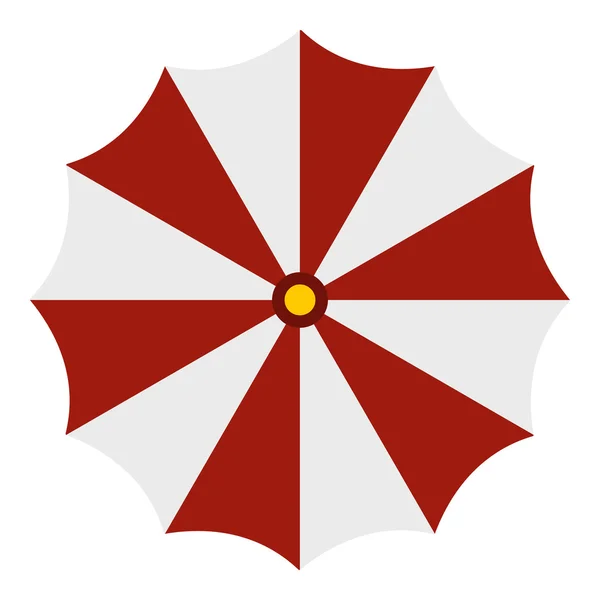 Ícone de guarda-chuva de praia vermelho e branco, estilo plano — Vetor de Stock