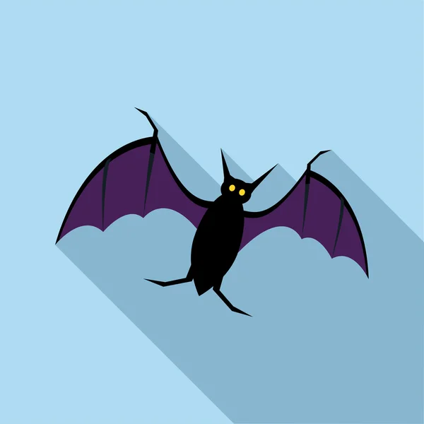 Vleermuis pictogram, vlakke stijl — Stockvector
