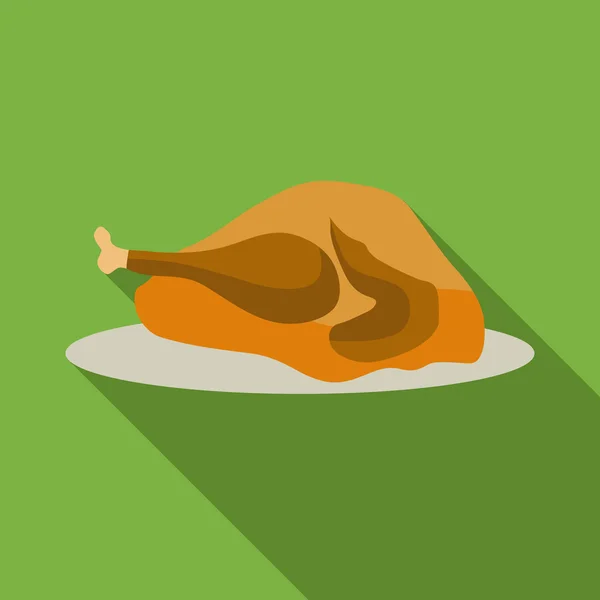 Ikon kalkun Thanksgiving, gaya rata - Stok Vektor