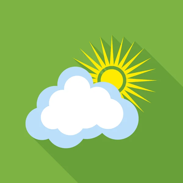 Sol con icono de nube, estilo plano — Vector de stock