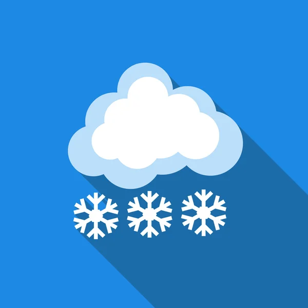 Nube con icono de nieve, estilo plano — Vector de stock