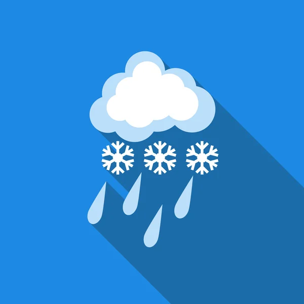 Winter Wolke Schnee Tag Symbol, flache Art — Stockvektor