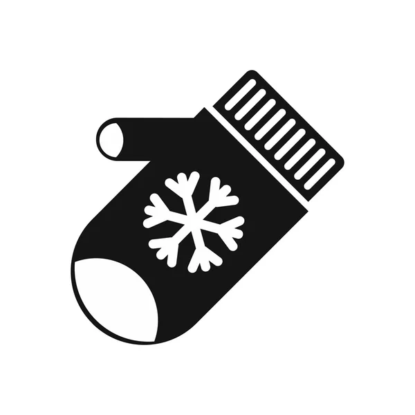 Mitten with snowflake icon, simple style — Stock Vector