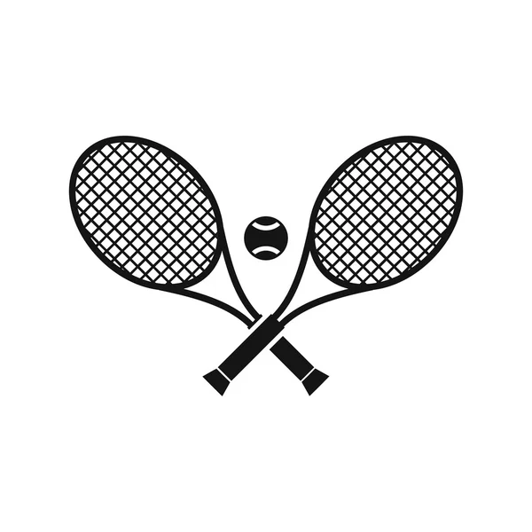 Raquetas de tenis cruzadas e icono de la pelota, estilo simple — Archivo Imágenes Vectoriales