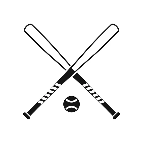 Crossed béisbol murciélagos y bola icono, estilo simple — Archivo Imágenes Vectoriales