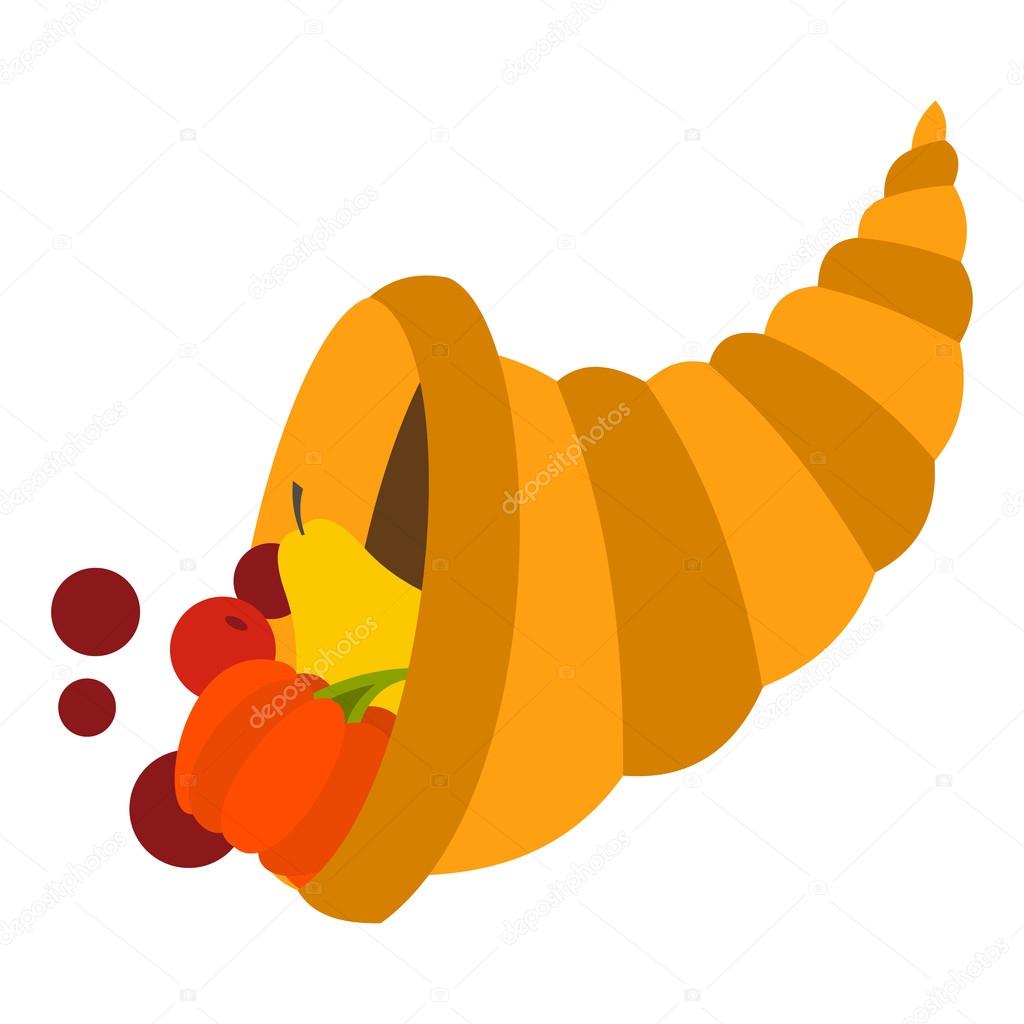 Cornucopia icon, flat style