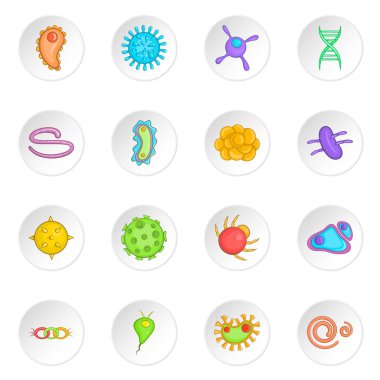 Karikatür tarzı içinde virüs Icons set