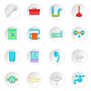 Banyo Icons set, karikatür tarzı
