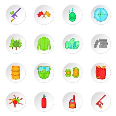 Paintball Icons set, karikatür tarzı