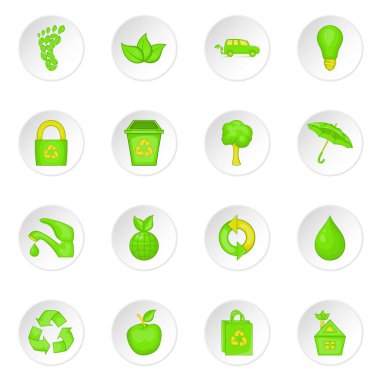 Doğa Icons set, karikatür tarzı