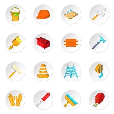 Bina Araçlar simgeler ayarla, tarzı çizgi film