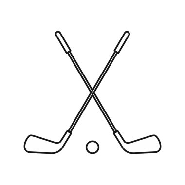 İki çapraz golf kulüpleri ve topu simge stil anahat