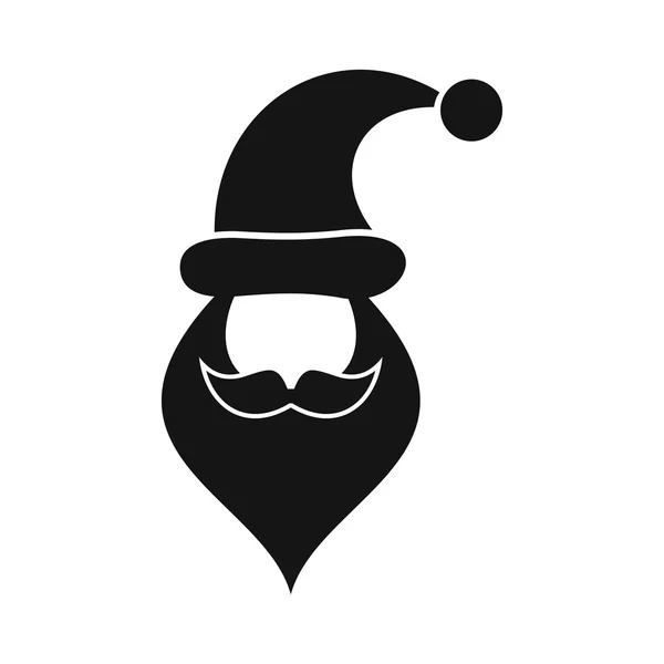 サンタ帽子、口ひげ、あごひげ、シンプルなスタイル — ストックベクタ