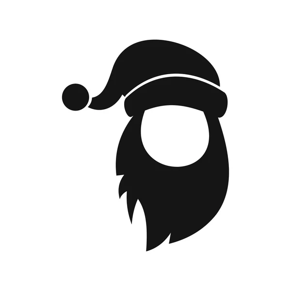 Cap with pompon of Santa Claus and beard icon — Stock Vector