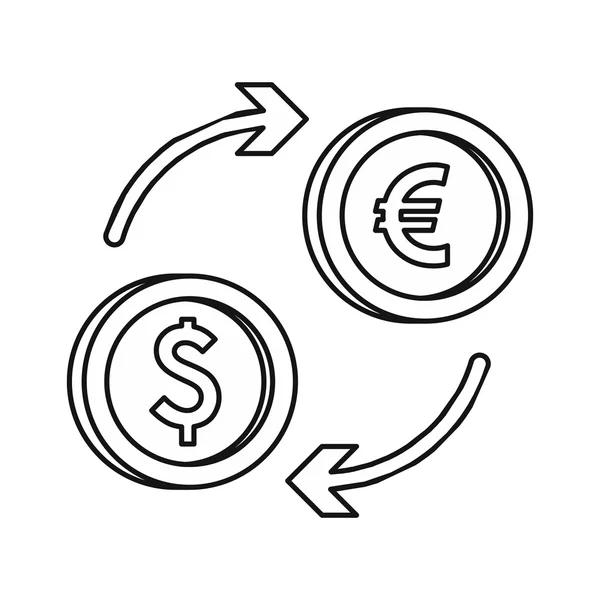 Euro dollar icône de change euro, style contour — Image vectorielle