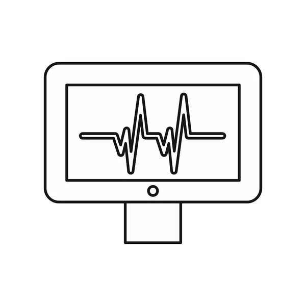 Elektrokardiyogram monitör simgesini, anahat stili — Stok Vektör