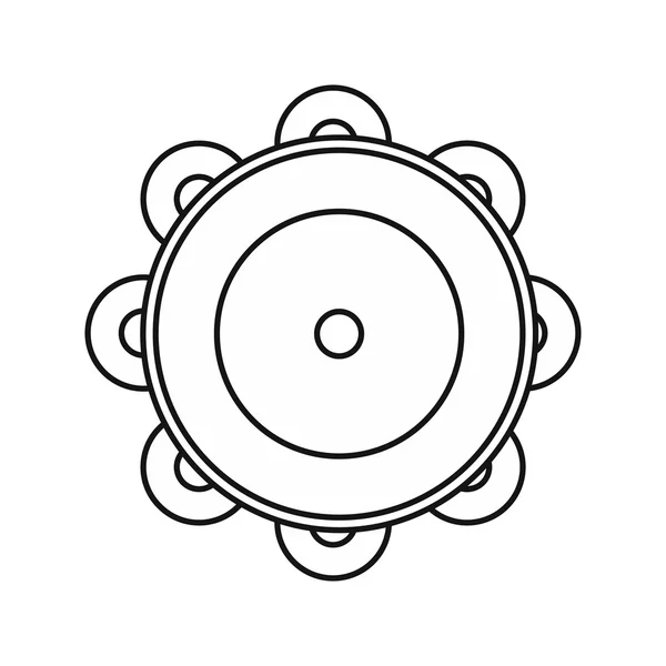 Tamburin-Ikone im Umriss-Stil — Stockvektor