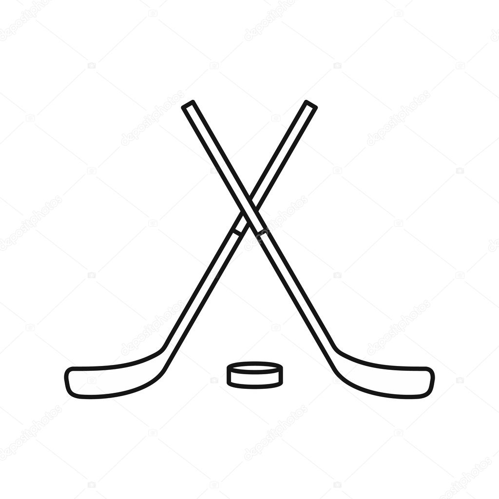 Crossed hockey sticks and puck icon simple style Vector Image