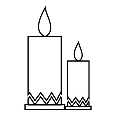 İki mum kutsal kişilerin resmi, anahat stili