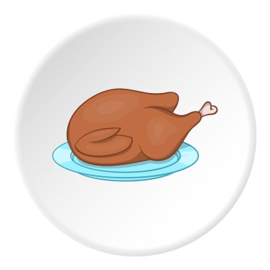 Kızarmış tavuk ikonu, çizgi film tarzı.