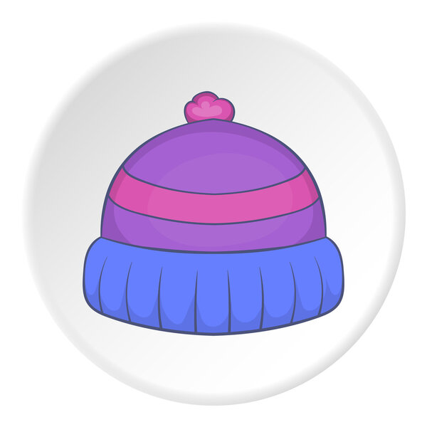 Winter hat icon, cartoon style
