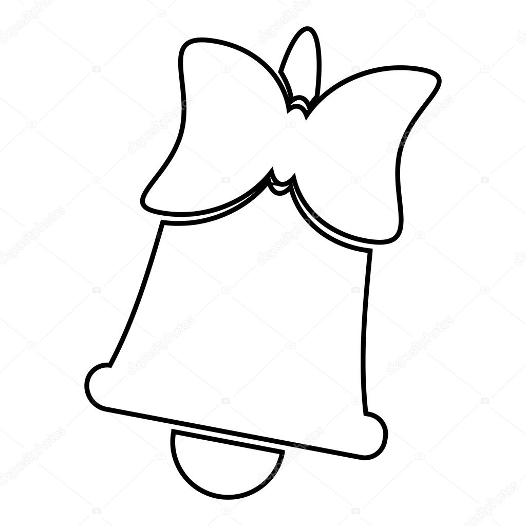 Bell with bow icon, outline style