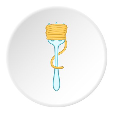Spagetti simgesi, karikatür tarzı çatalla