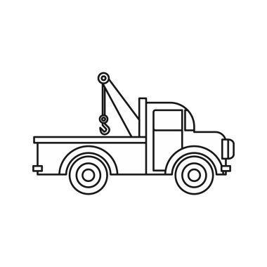 Car towing truck icon, outline style clipart