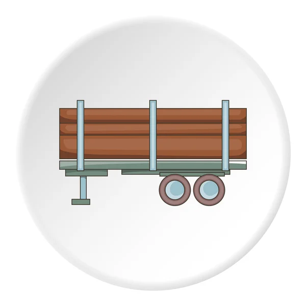 Деревянный грузовик с иконкой бревен, стиль мультфильма — стоковый вектор