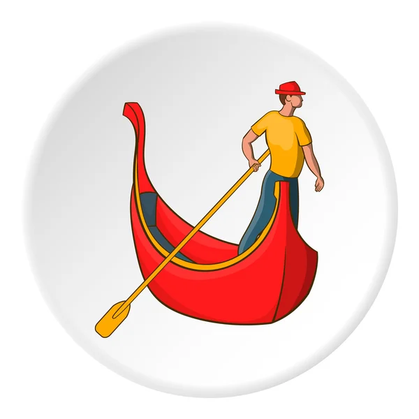Gondola e gondoliere icona, stile cartone animato — Vettoriale Stock
