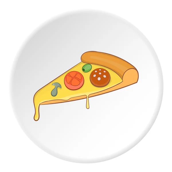 Rebanada de icono de pizza, estilo de dibujos animados — Vector de stock