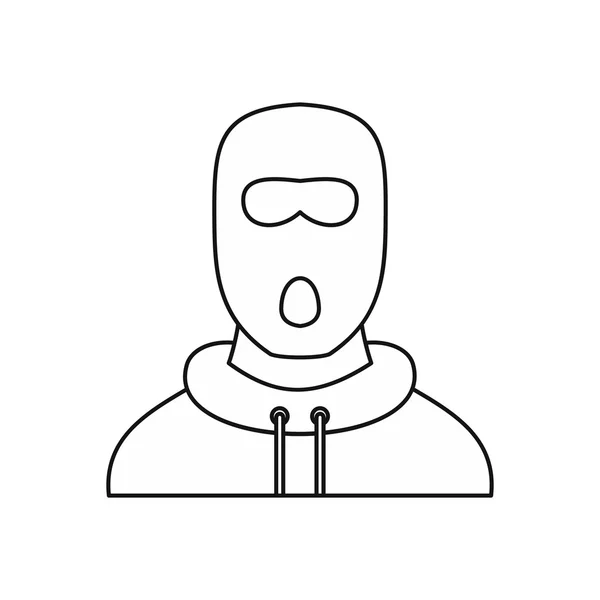 Mann mit Sturmhaubenmaske Ikone, Umriss Stil — Stockvektor
