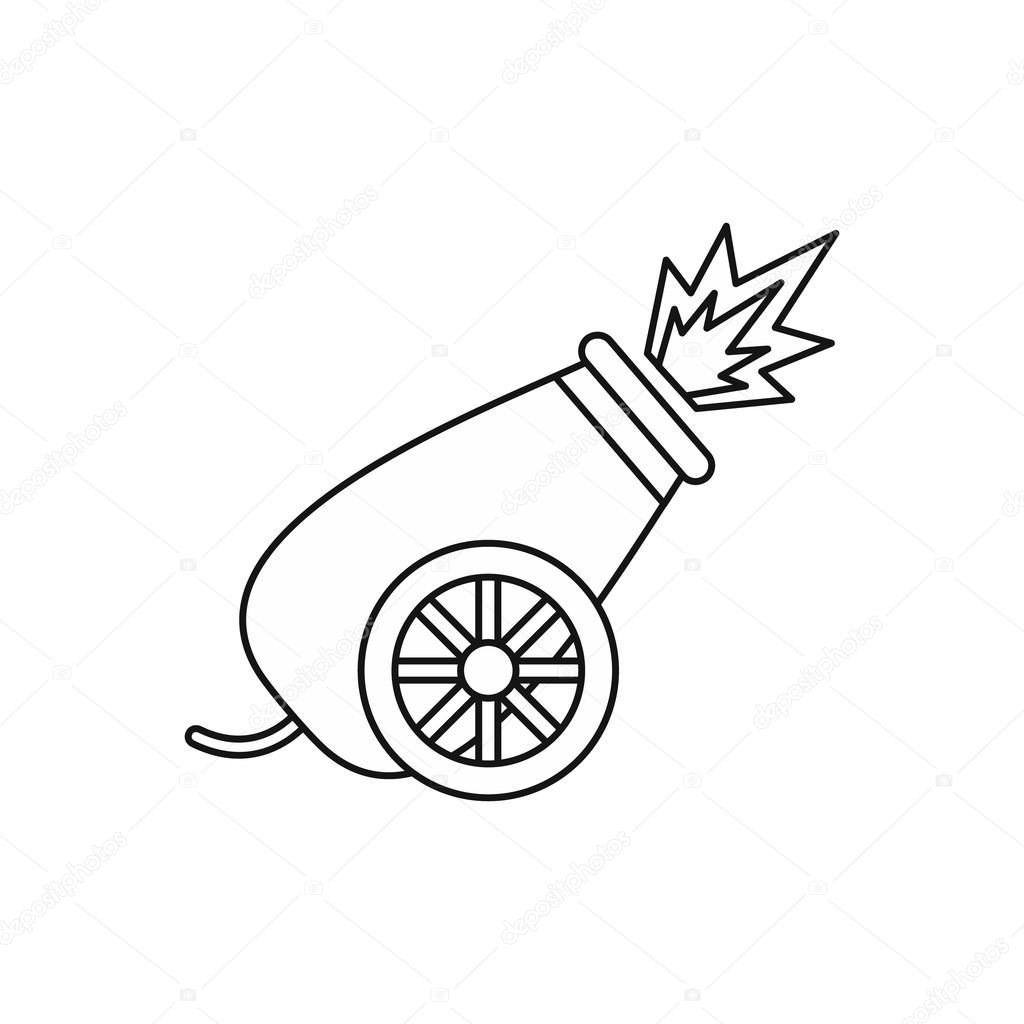 Circus cannon shooting icon, outline style