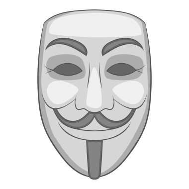 Hacker ya da anonim maskesi simgesi, karikatür tarzı