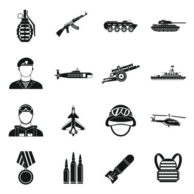 Savaş Icons set, basit tarzı