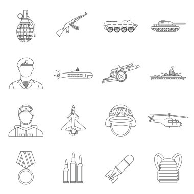 Savaş Icons set, anahat stili