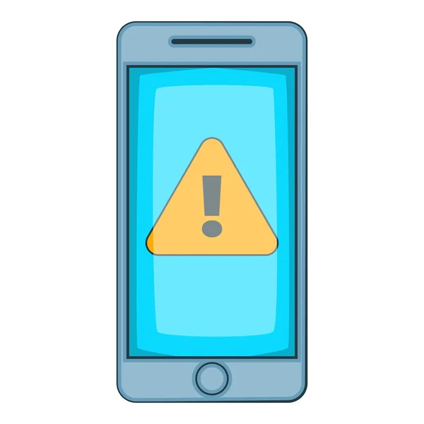 Warning notification on phone icon, cartoon style — Stock Vector