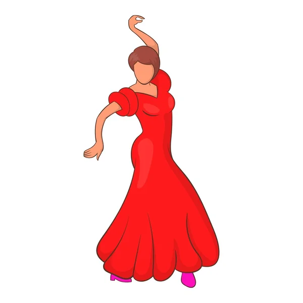 Icône de la danseuse de flamenco, style dessin animé — Image vectorielle