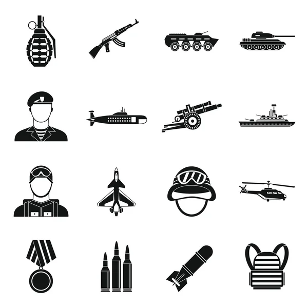 Conjunto de iconos de guerra, estilo simple — Vector de stock