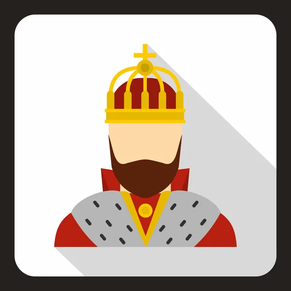 Icona medievale del re, stile piatto — Vettoriale Stock